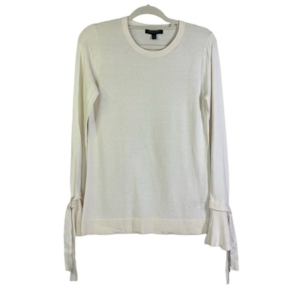 BANANA REPUBLIC Crew Neck Tulip Sleeve W/Bow Tie Detail Cozy Knit Sweater